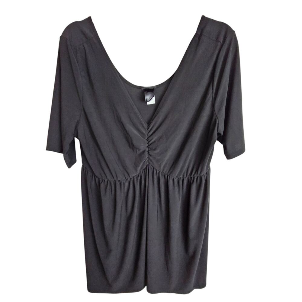 Torrid Top Babydoll Top V Neck Top Women 1X Black Short Sleeve Top Casual Top